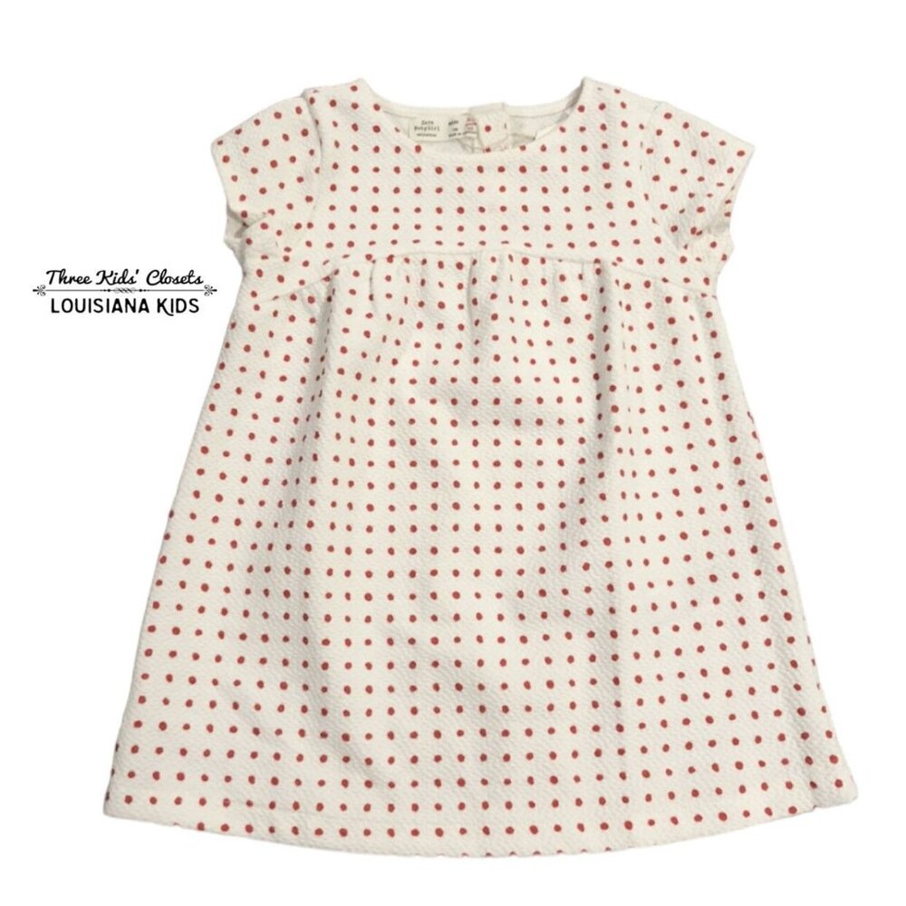 NEW Zara Sz 2/3 White & Red Polkadot Dress